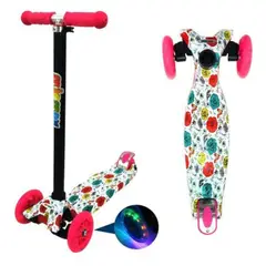 GENERICO - Scooter Monopatín Infantil Fucsia con Flores