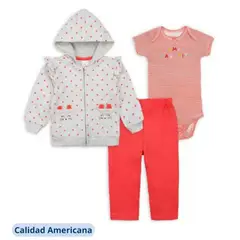 TEDMIMAK - Conjunto Bebe Niña Pack 3 Piezas Poleron Pantalón Body Coneja