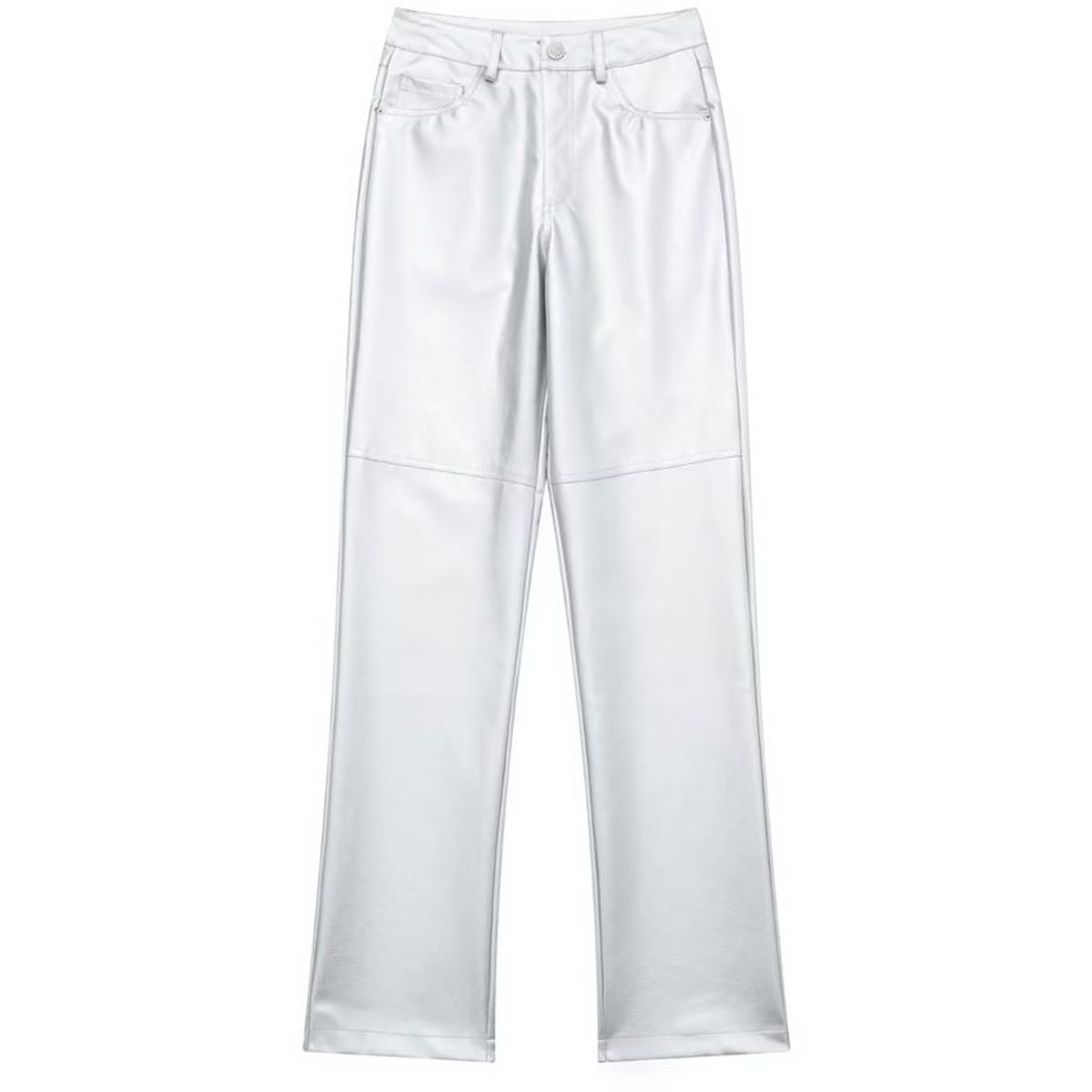 SIMPLEE - Pantalones Mujer Metálico-Plateado