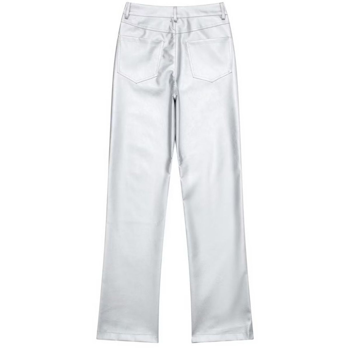 SIMPLEE - Pantalones Mujer Metálico-Plateado