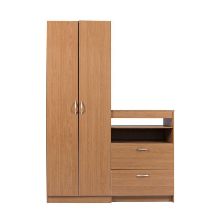 Closet Comoda, 2 puertas, 2 cajones, Cafe Claro