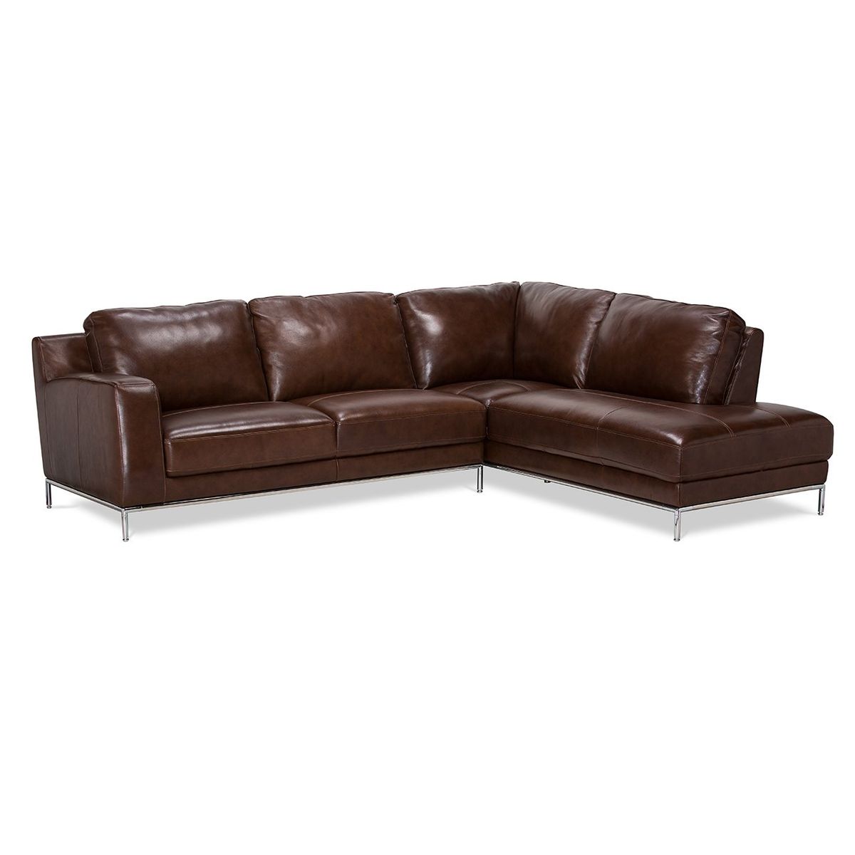 ROSEN - Sofá Seccional Rosen Kris Derecho Cuero Marron