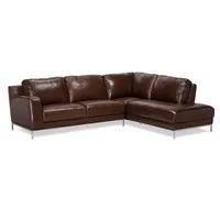 Sofá Seccional Kris Derecho Cuero Marron