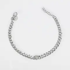ROSETT - Pulsera groumet con corazón en circones Plata 925