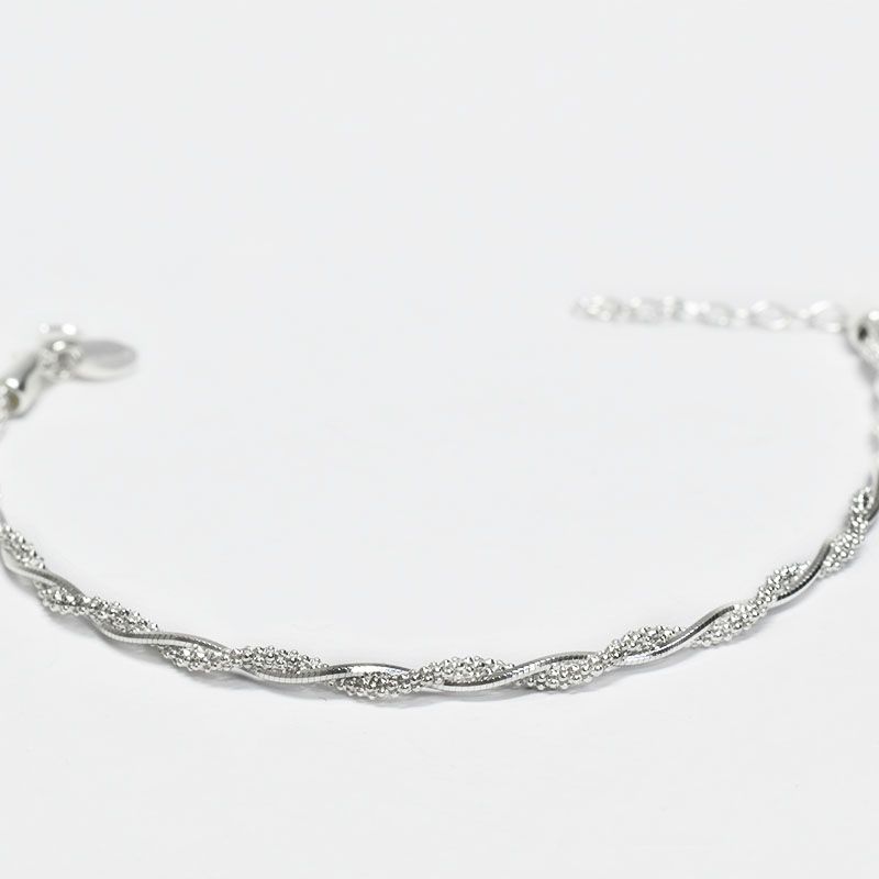 ROSETT - Pulsera cola de ratón entrelazado con hilo grueso Plata 925