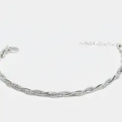 ROSETT - Pulsera cola de ratón entrelazado con hilo grueso Plata 925