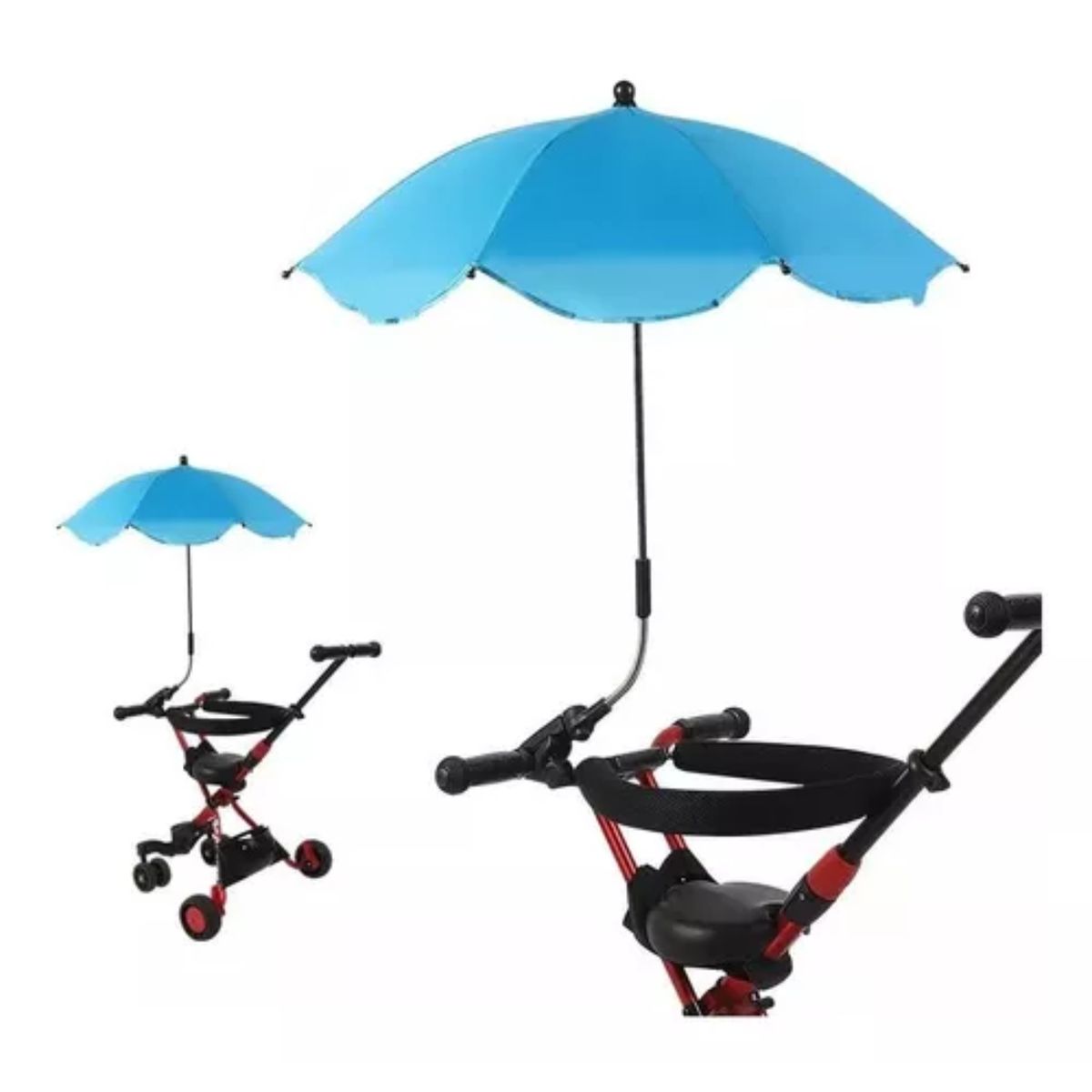 GENERICO - Sombrilla Paraguas Ajustable Para Coche Bebe O Triciclo Azul