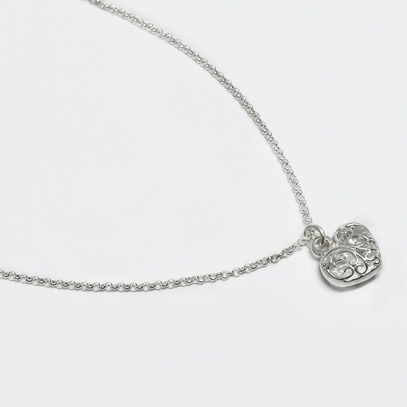 ROSETT - Collar rolo colgante de corazón bombe Plata 925