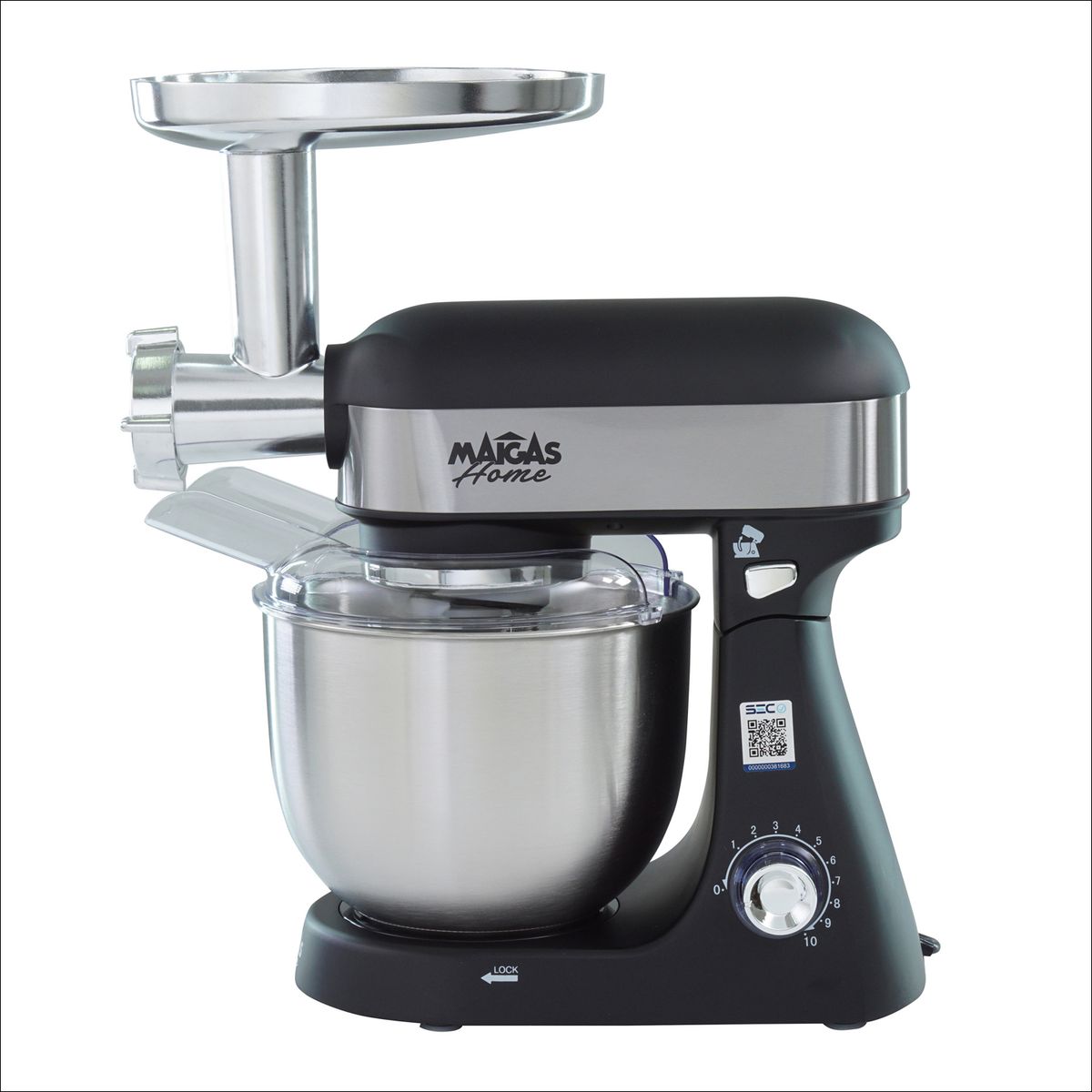 MAIGAS - Batidora Lorenzza Negra 5 LT + Molino de Carne 10 Velocidades SC265N