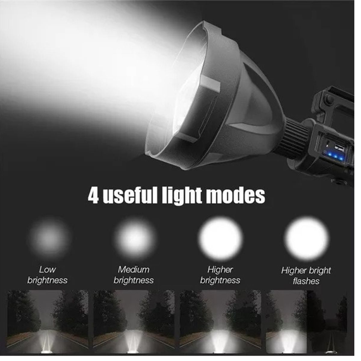 GENERICO - Linterna Multifuncional 4 Modos Camping Usb Soporte