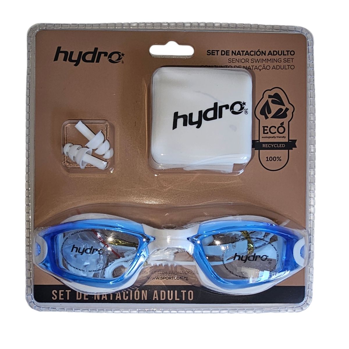 HYDRO - Set Natación Adulto Hydro®: Gorra + Lentes + Tapones Oído