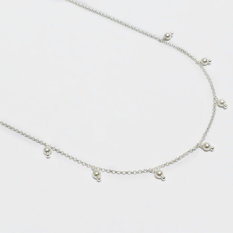 ROSETT - Collar rolo con perlas de rio colgantes Plata 925