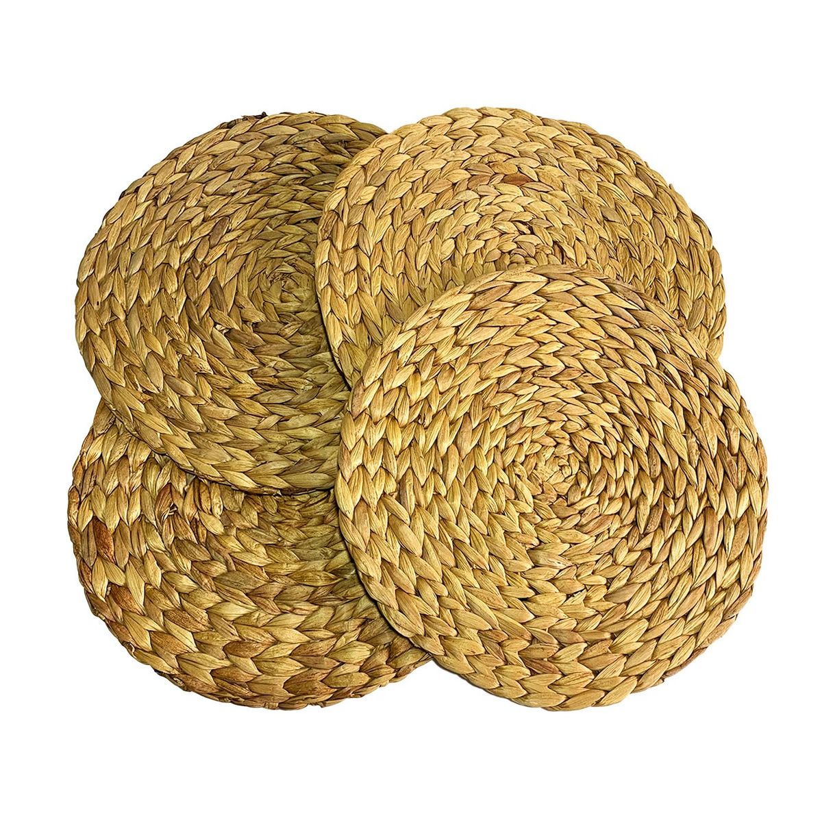 KAWI - Set 4 Manteles Individuales De 35 Cm Redondos Fibra Natural