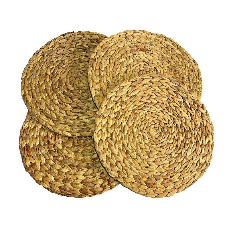 INDUSBORD - Set 4 Manteles Individuales De 35 Cm Redondos Fibra Natural