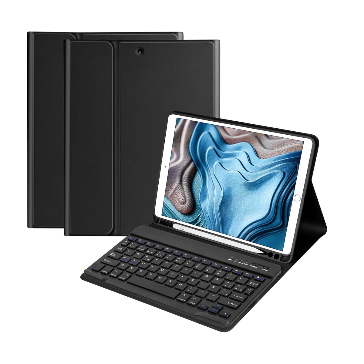JOIGO - Funda Con Teclado Para iPad 10.2 7 8 9 Con Ranura Lapiz Negro