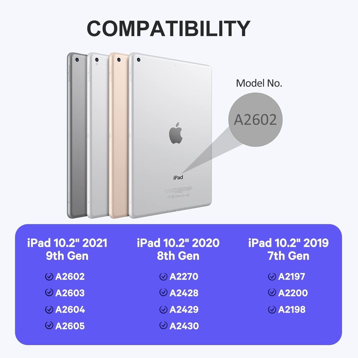 JOIGO - Funda Con Teclado Para iPad 10.2 7 8 9 Con Ranura Lapiz Negro