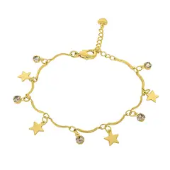 ANDREA COGGIOLA JOYAS - Pulsera Estrellas Punto De Luz Enchapado Oro 18K