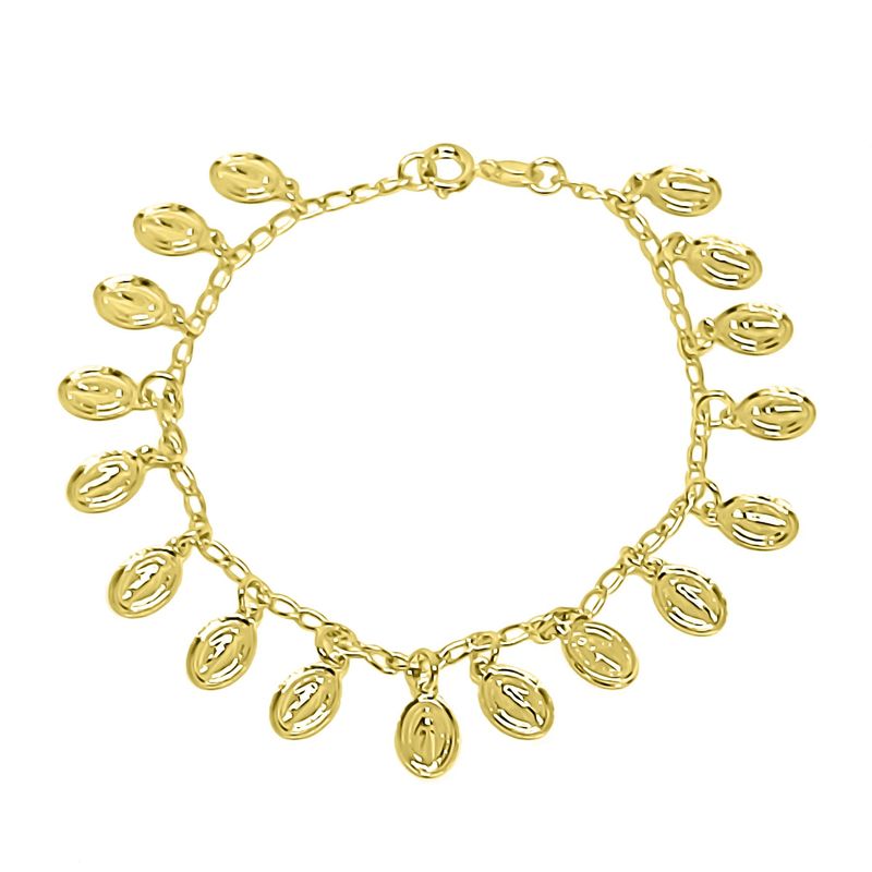 ANDREA COGGIOLA JOYAS - Pulsera Medallas Virgen De Los Rayos Enchapado Oro 18K