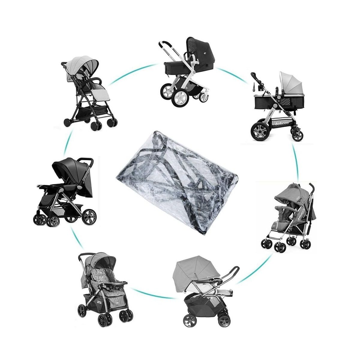 GENERICO - Cubre Coche de Bebe Impermeable Transparente con cierre