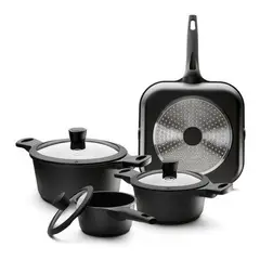 ILKO - Batería De Cocina 7 Pzs Antiadherente Majestic