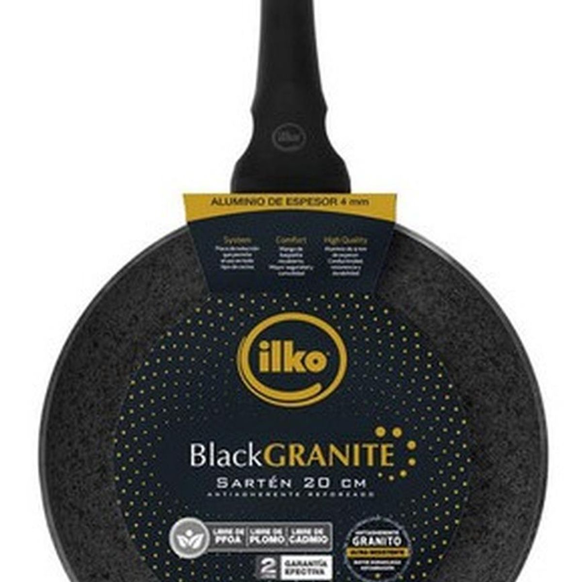 ILKO - Sartén 20 Cm Antiadherente Granito Black Granite Ilko