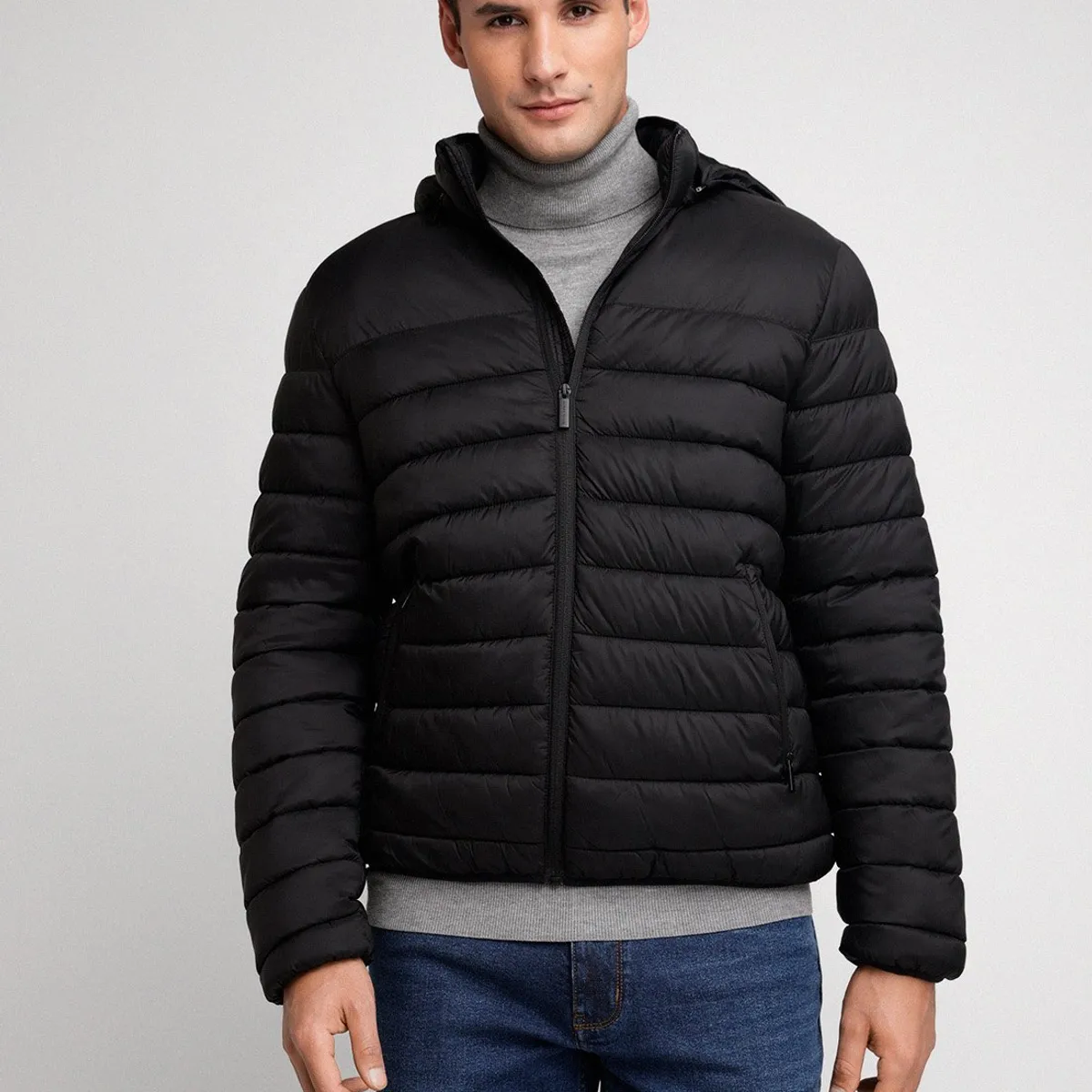 PERRY ELLIS - Parka Ligera Acolchada Negra Perry Ellis