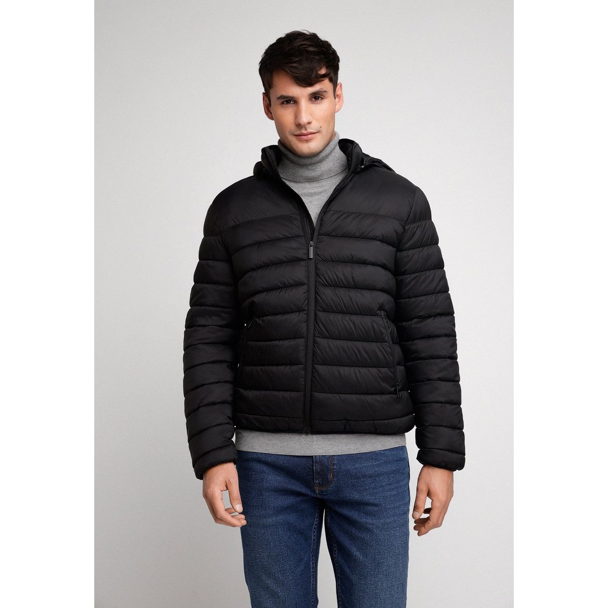 PERRY ELLIS - Parka Ligera Acolchada Negra Perry Ellis