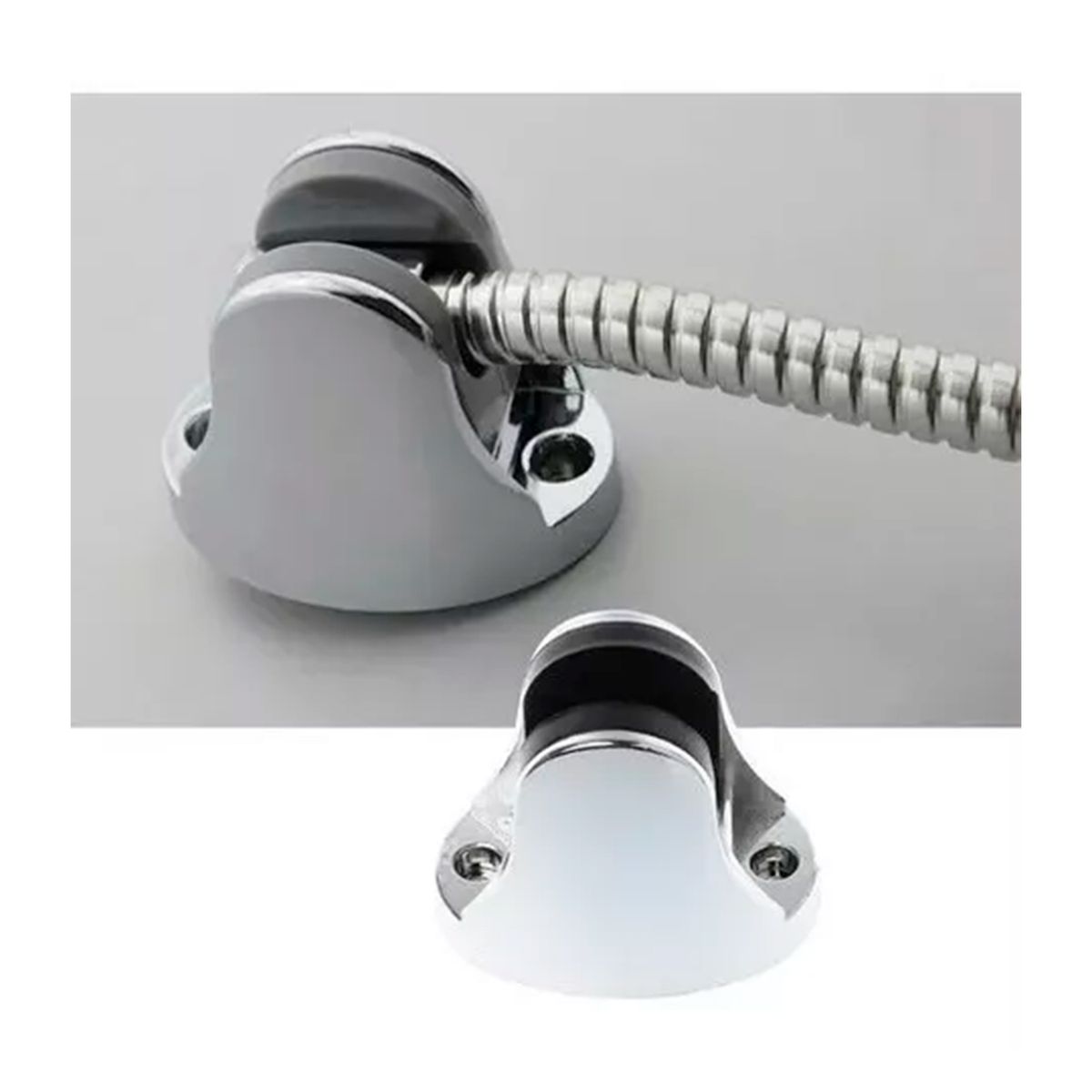 GENERICO - Pack 2 Soportes Base Para Ducha Pared Cromado Ajustable