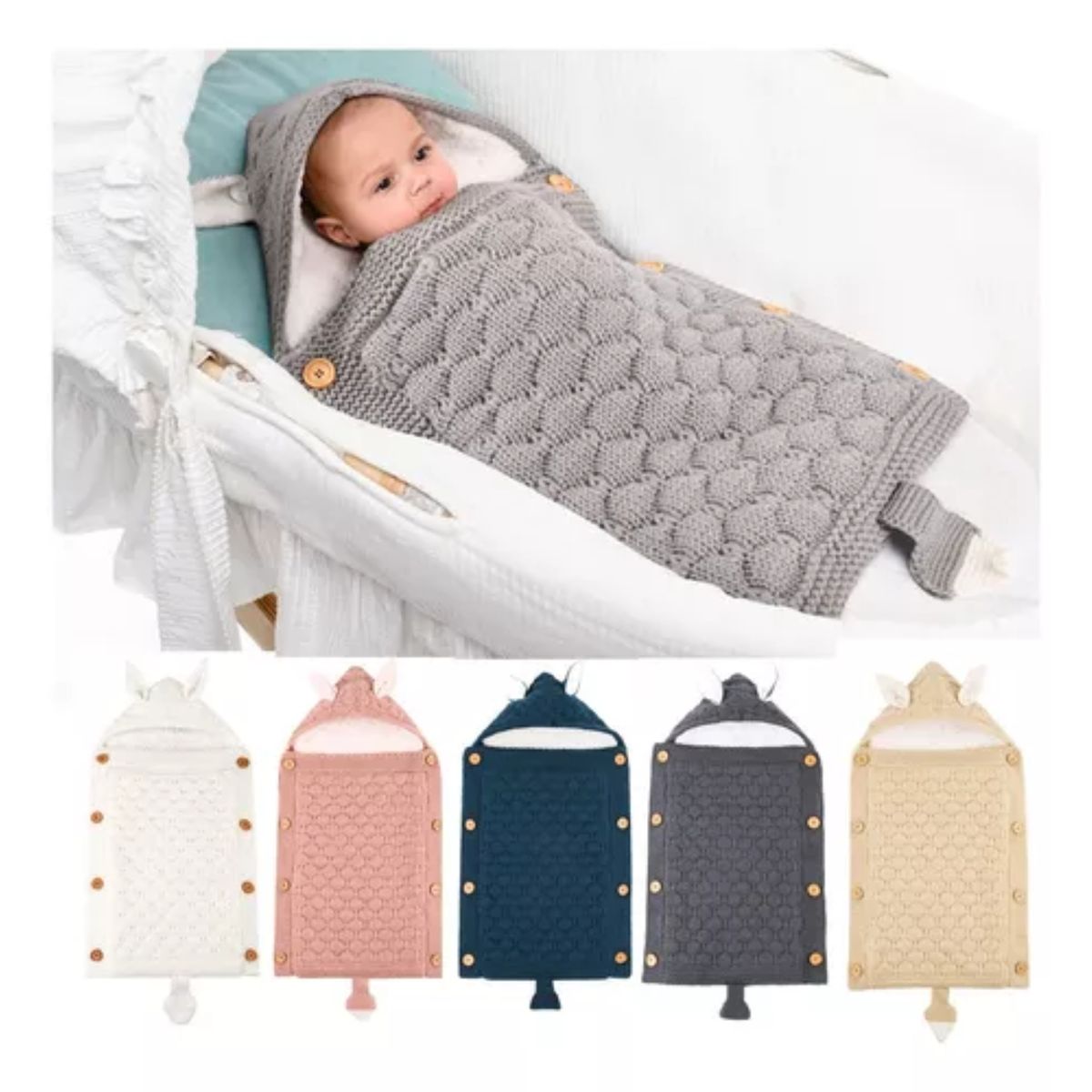 GENERICO - Saco Con Chiporro Para Bebé 0-3m  Invierno gris