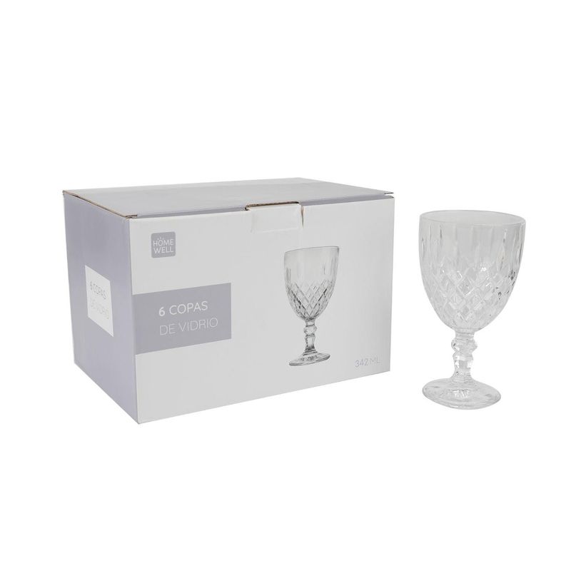 HOMEWELL - Set Copas de Vidrio 342ml (6u) HOMEWELL