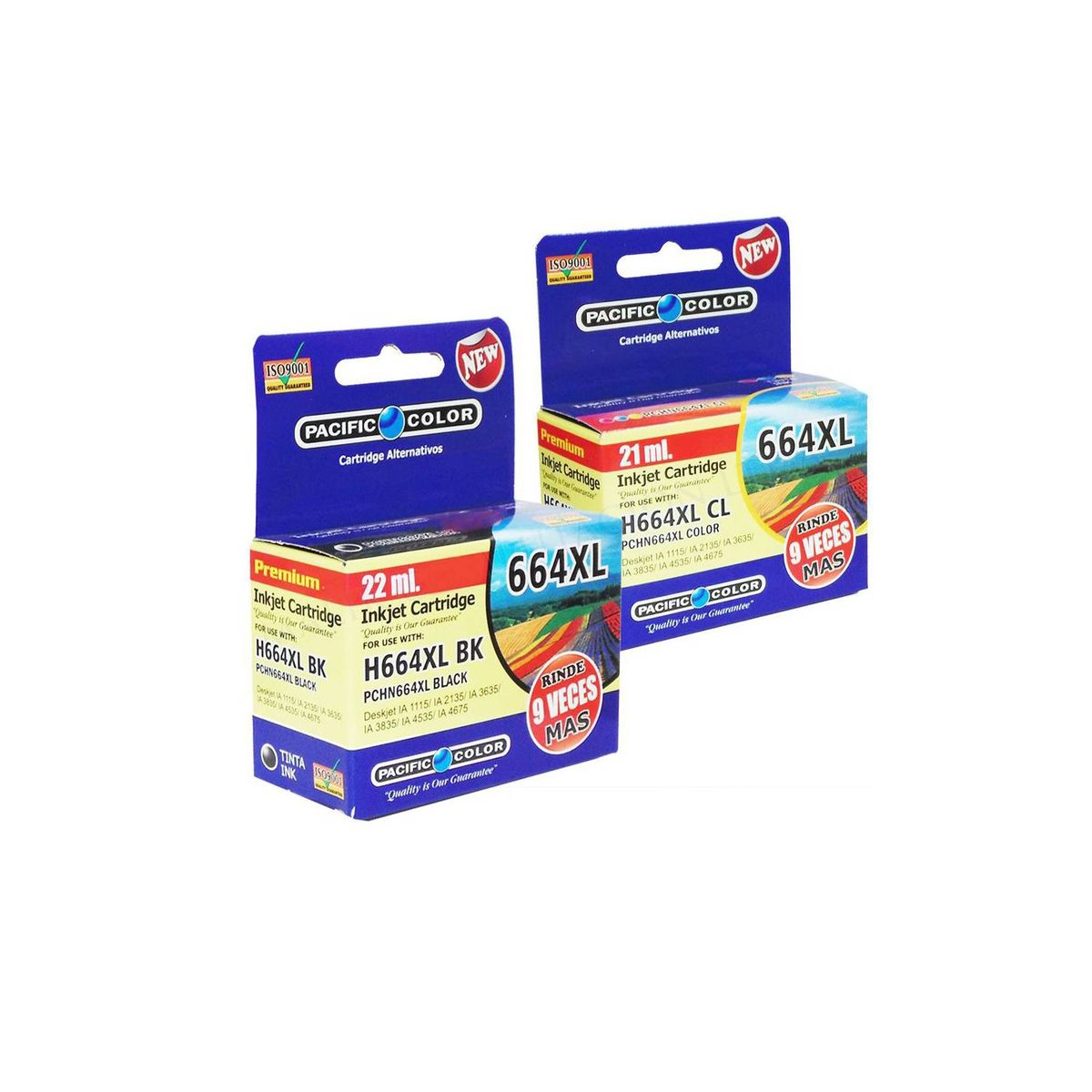 PACIFIC COLOR - Pack Tintas HP 664 XL Negro  y Color Alternativo