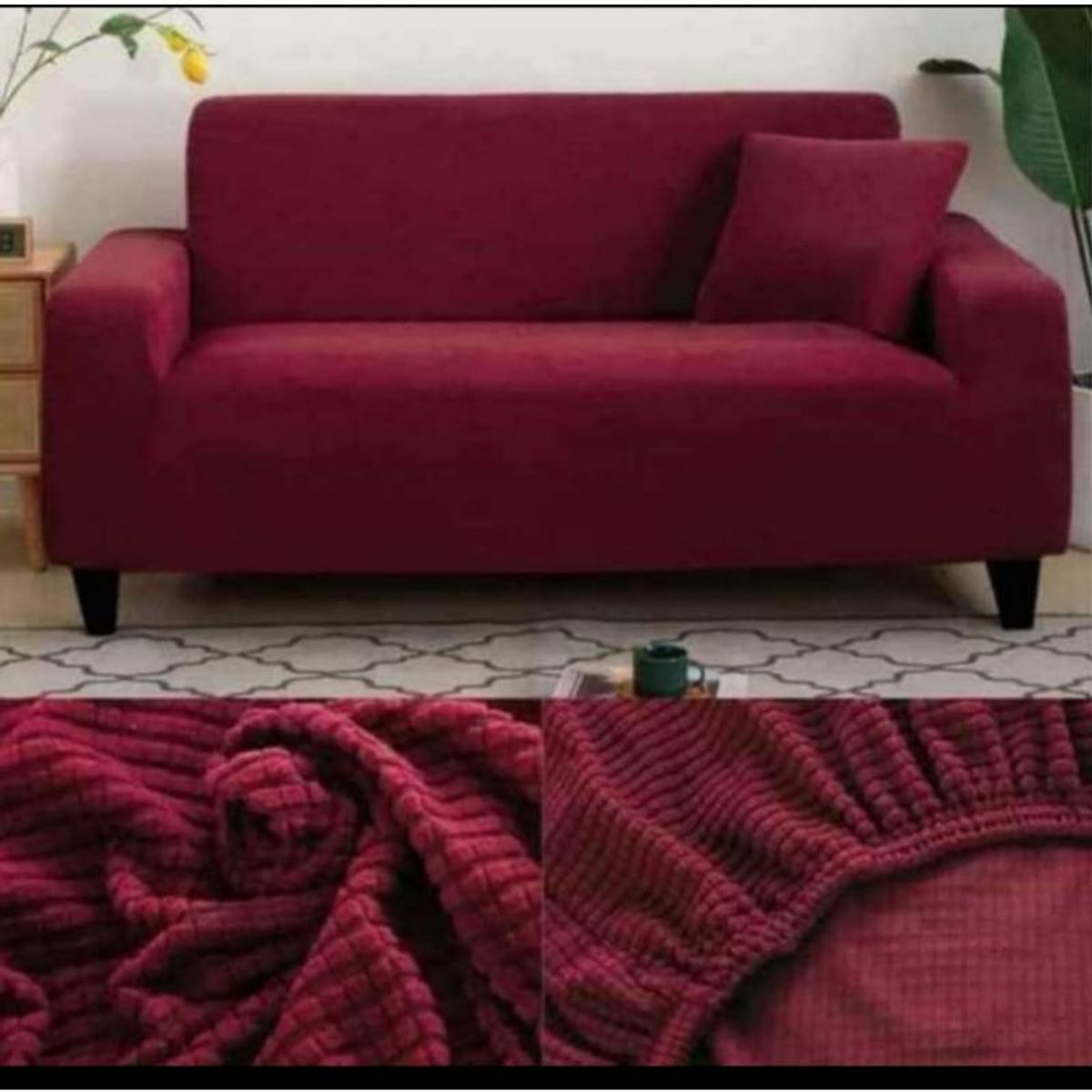 GENERICO - FUNDA PARA SOFA 2 CUERPO 140 A 175 TELA GRUESA CUADRILLE BURDEO