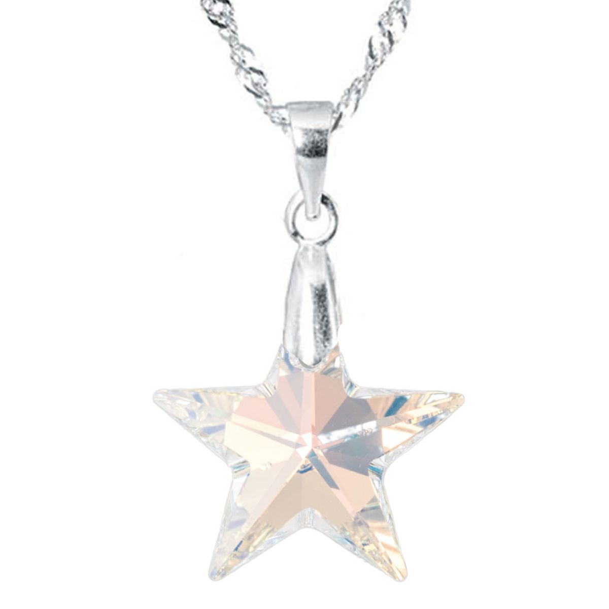 JOYAS MONTERO - Collar Estrella Plata 925 creado con cristales de Swarovski® Aurora Boreal