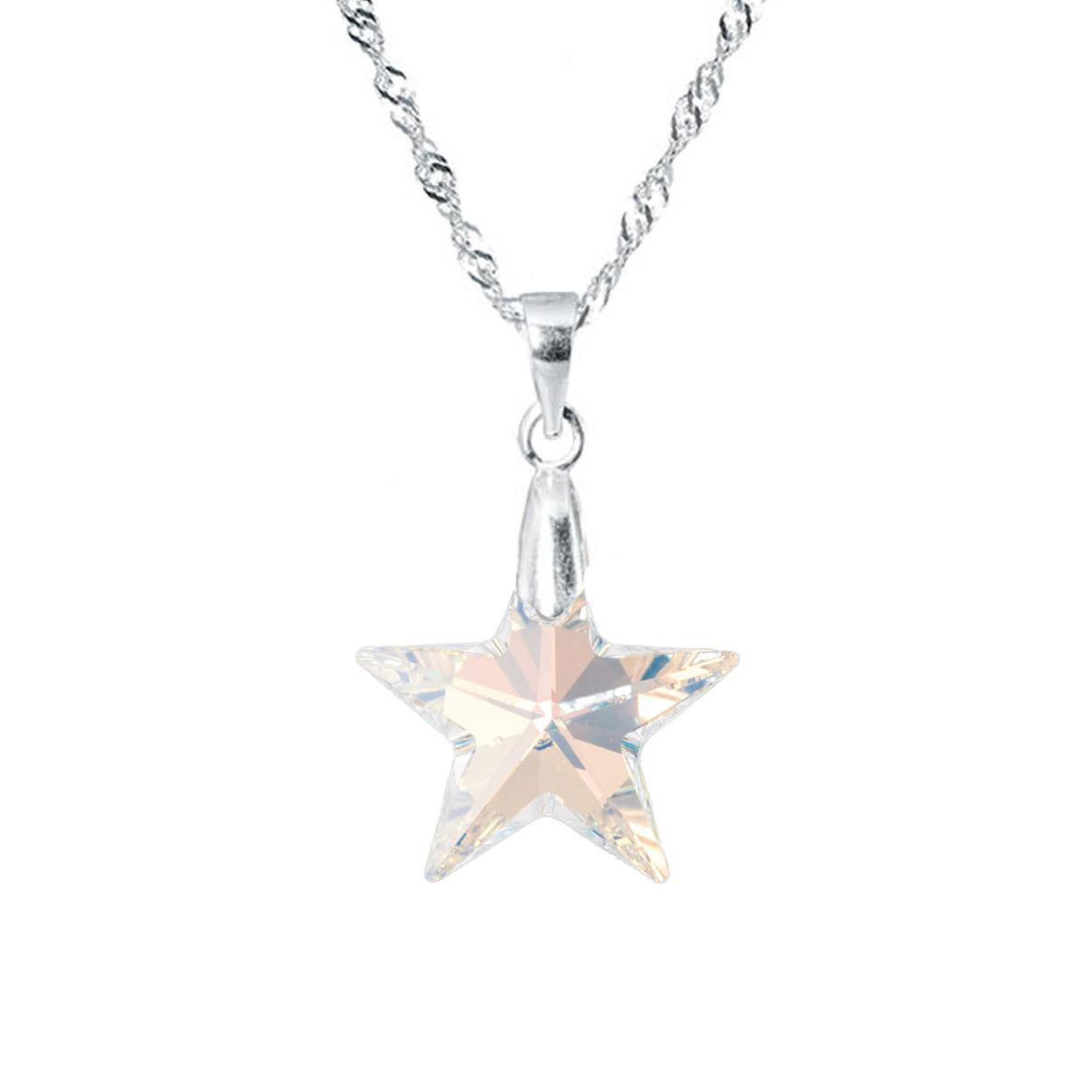 JOYAS MONTERO - Collar Estrella Plata 925 creado con cristales de Swarovski® Aurora Boreal