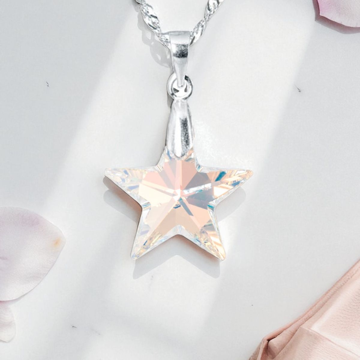 JOYAS MONTERO - Collar Estrella Plata 925 creado con cristales de Swarovski® Aurora Boreal