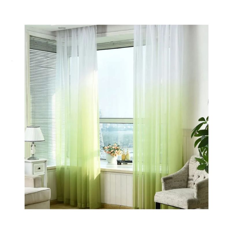 GENERICO - set 2 cortinas tipo visillo degrade 140x220 c/u, color verde