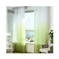 GENERICO - Set 2 cortinas tipo visillo degrade 140x220 c/u, color verde