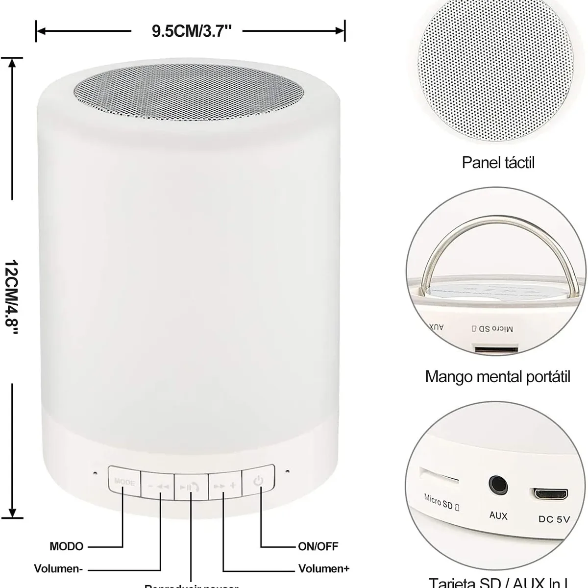 GENERICO - Parlante Lampara Bluetooth Portatil Cambia Luz Al Tacto