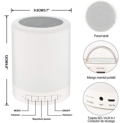 Imagen 2 del producto Parlante Lampara Bluetooth Portatil Cambia Luz Al Tacto