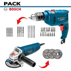 BOSCH - EsmeAng 41/2 GWS850+3Discos+Tal Percu13MmGsb550Re+34Acces