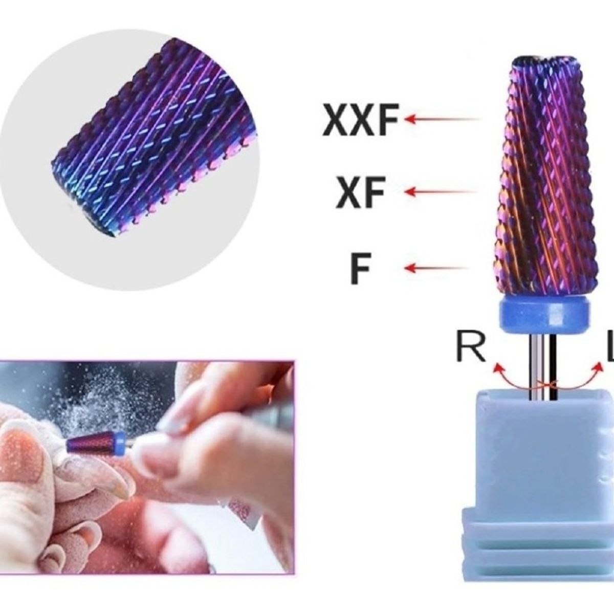 U BUY - Fresa Tungsteno Violeta 5 En 1 Para Torno De Manicure Azul