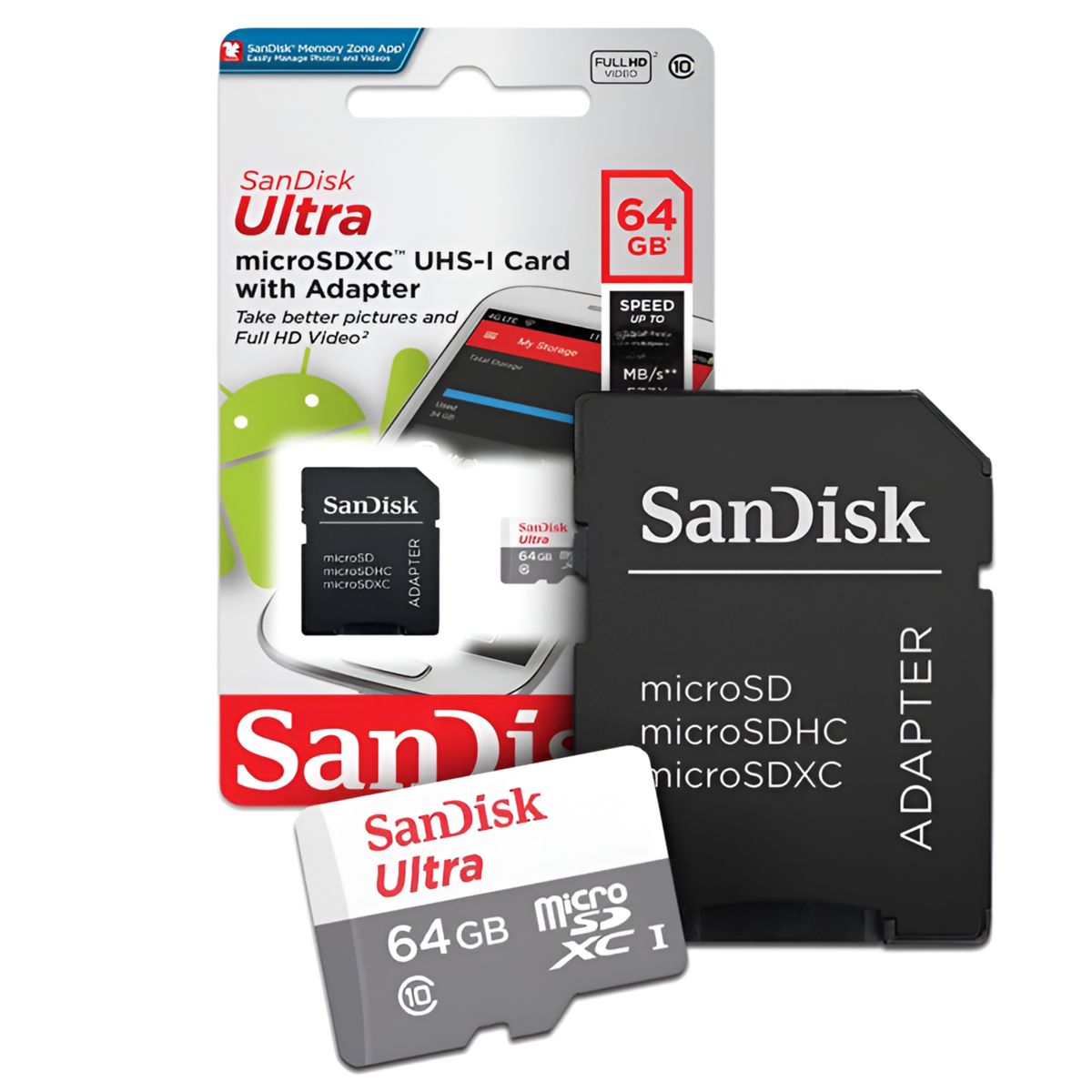 SANDISK - Memoria Micro SD SanDisk 64 GB Clase 10 High Speed 100 Mbps