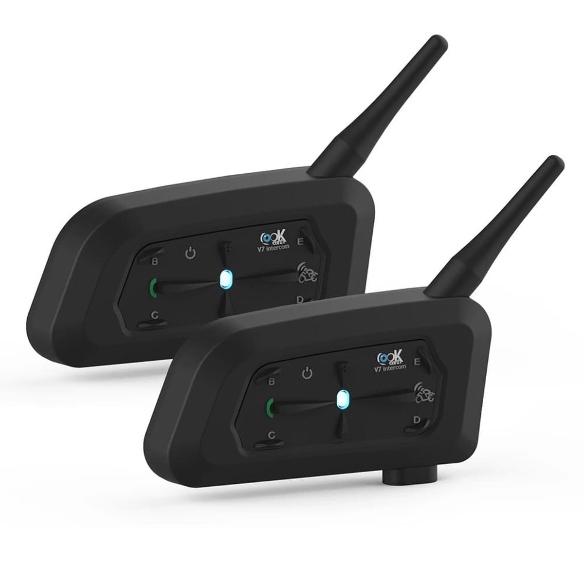 EJEAS - 2 X Intercomunicador y Manos libres Bluetooth Lookearth V7 800m
