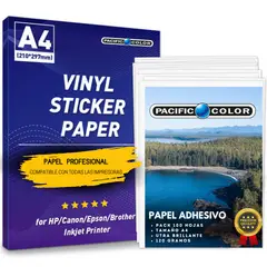 PACIFIC COLOR - Papel Fotográfico Autoadhesivo 120g Premium A4 Pack 100 hoja