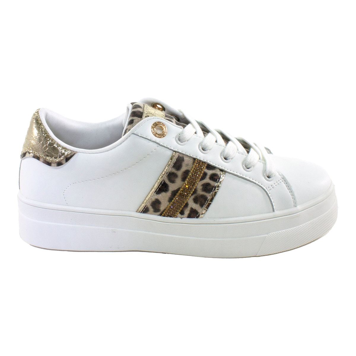 MAILEA - Zapatilla strass de ecocuero para mujer blanco