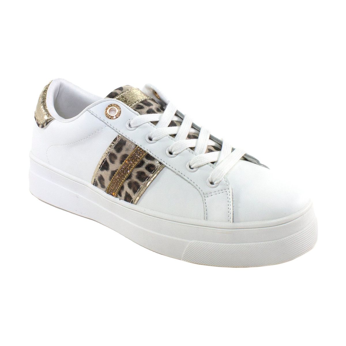 MAILEA - Zapatilla strass de ecocuero para mujer blanco