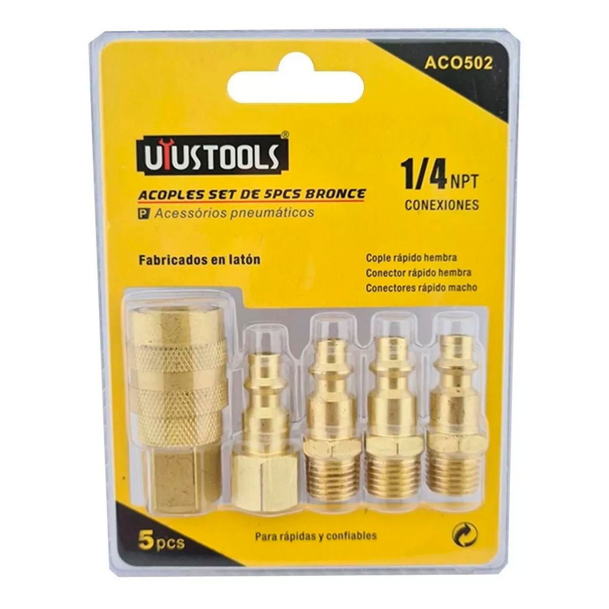 UYUSTOOL - Kit Jgo Accesorio Acoples Rapido P Compresor 5pcs Uyustools