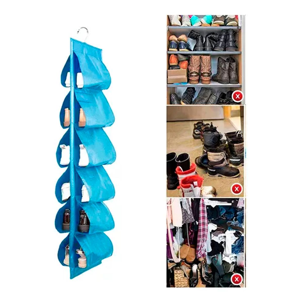 OFERTABKN - Organizador De Zapatos Zapatillas 6 Compartimentos Tela Celeste