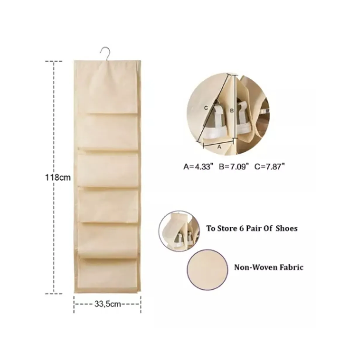 OFERTABKN - Organizador De Zapatos Zapatillas 6 Compartimentos Tela Beige