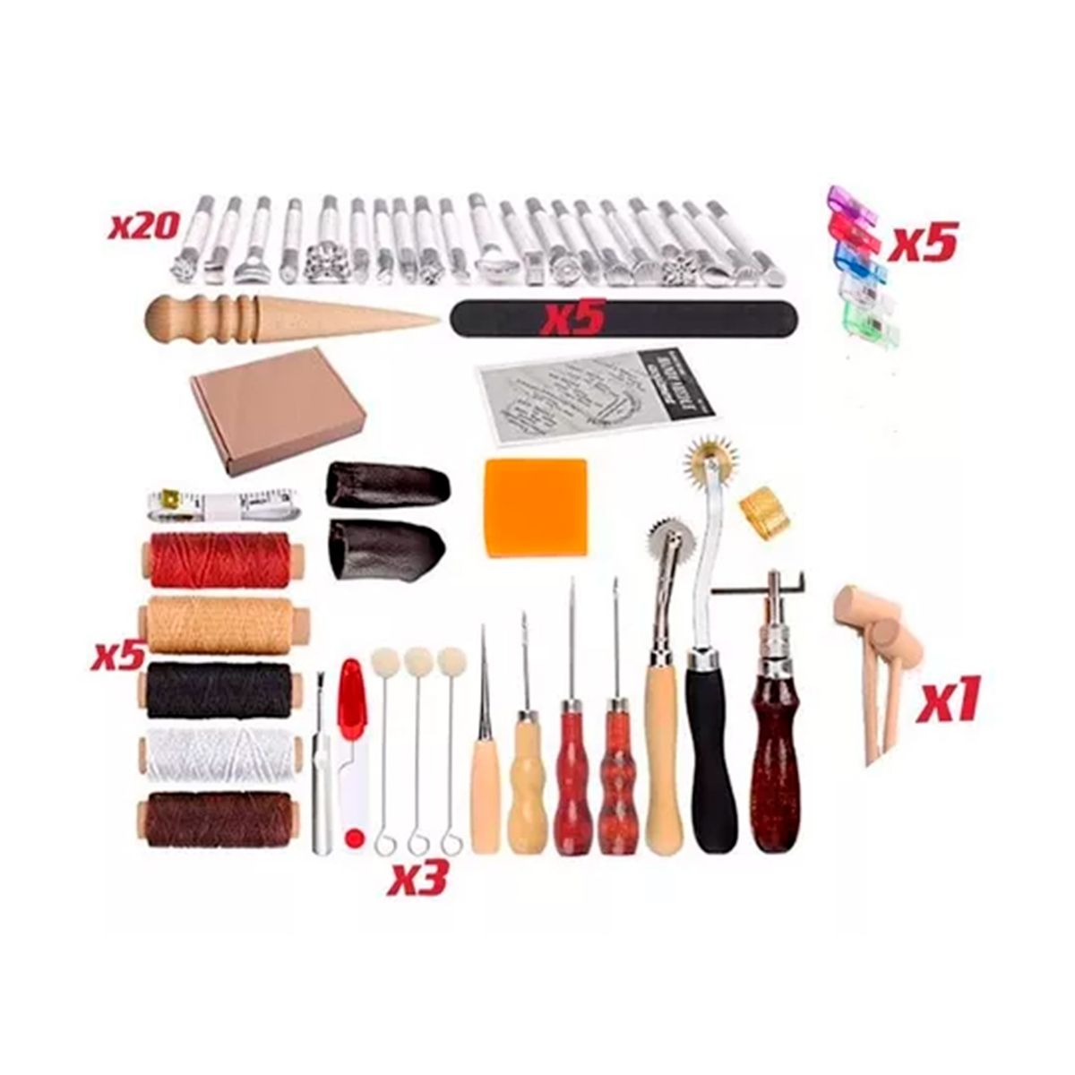 GENERICO - Kit 59 Piezas Herramientas Cuero Y Pieles Profesional